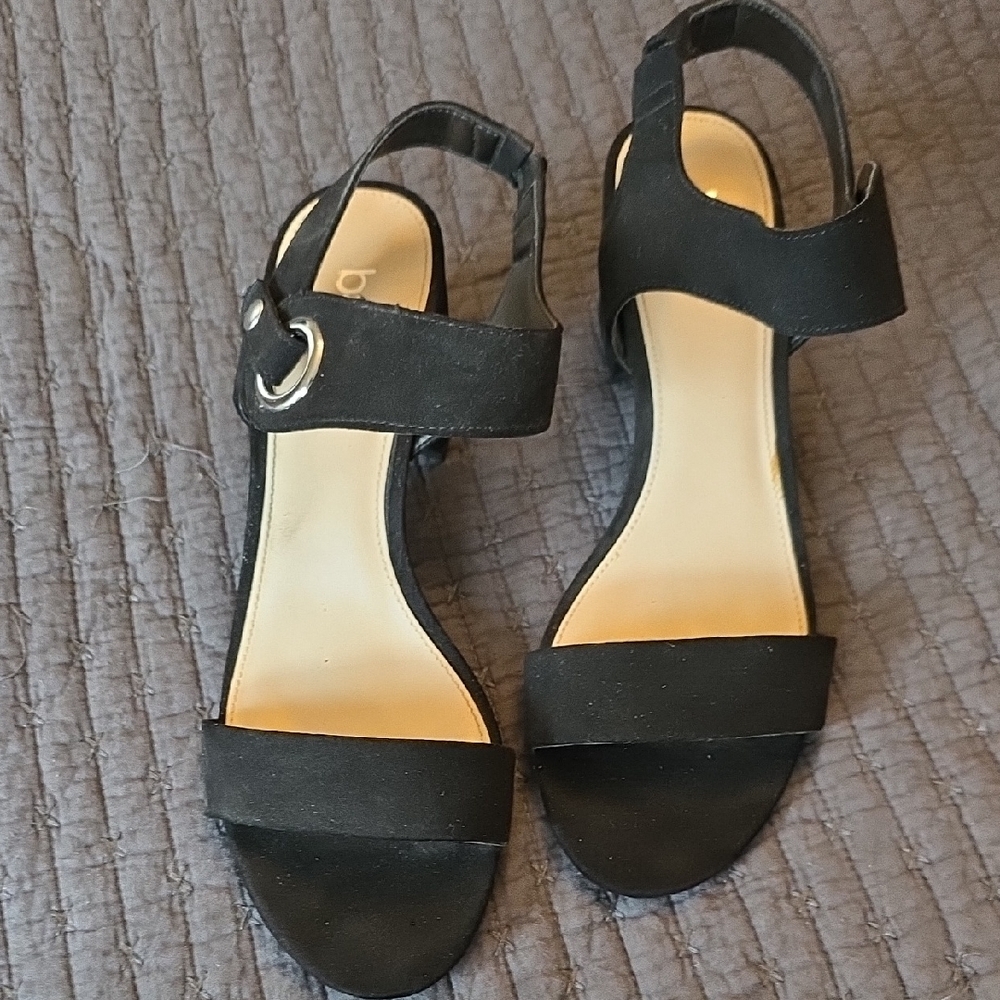 Bar III Black Open-Toe Slingback Sandals with Metal Ring